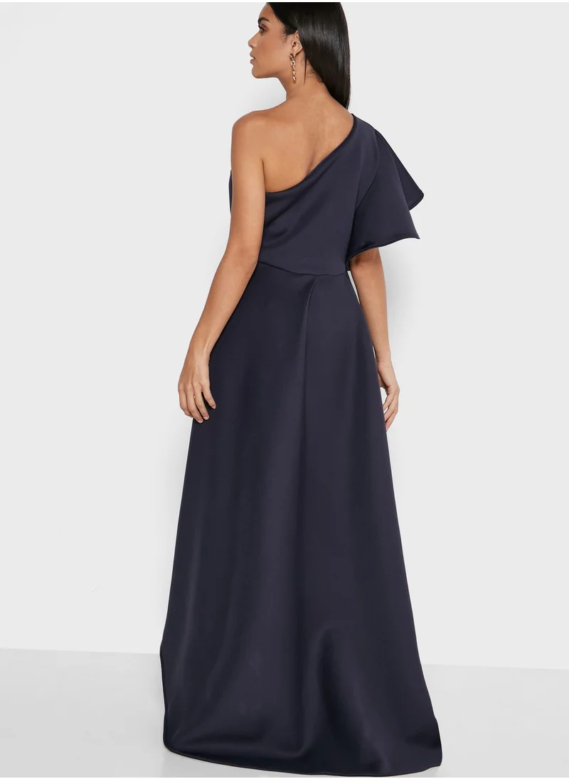 Ella Limited Edition Scuba Frill One Shoulder Midi Dress