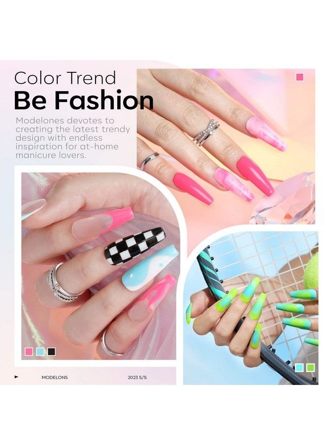 modelones - Gel Nail Polish Set Neon 6 Colors Summer Gel Polish Hot Pink Blue Nail Polish Gel Bright Neon Green White Glitter Gel Polish Set Soak Off Led 4Th Of July Manicure Gel Diy Home Salon Gifts - Image 1