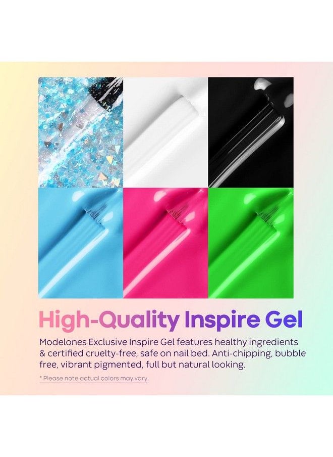 modelones - Gel Nail Polish Set Neon 6 Colors Summer Gel Polish Hot Pink Blue Nail Polish Gel Bright Neon Green White Glitter Gel Polish Set Soak Off Led 4Th Of July Manicure Gel Diy Home Salon Gifts - Image 1