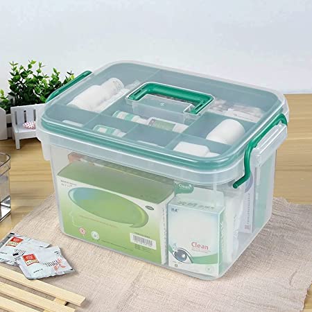 myps Plastic Transparent Portable Emergency Medical Kit for Medicine storage box First Aid kit box with Locking Lid Carry Handle - Image 1