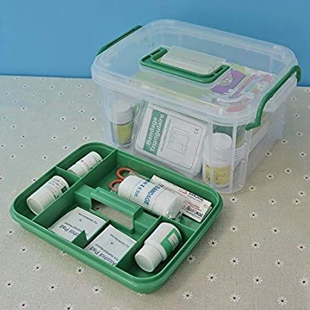 myps Plastic Transparent Portable Emergency Medical Kit for Medicine storage box First Aid kit box with Locking Lid Carry Handle - Image 3