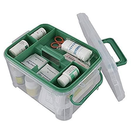 myps Plastic Transparent Portable Emergency Medical Kit for Medicine storage box First Aid kit box with Locking Lid Carry Handle - Image 4