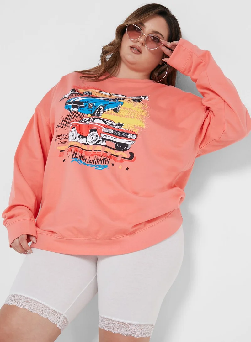 I Saw It First Curve Oversized Graphic Sweatshirt
