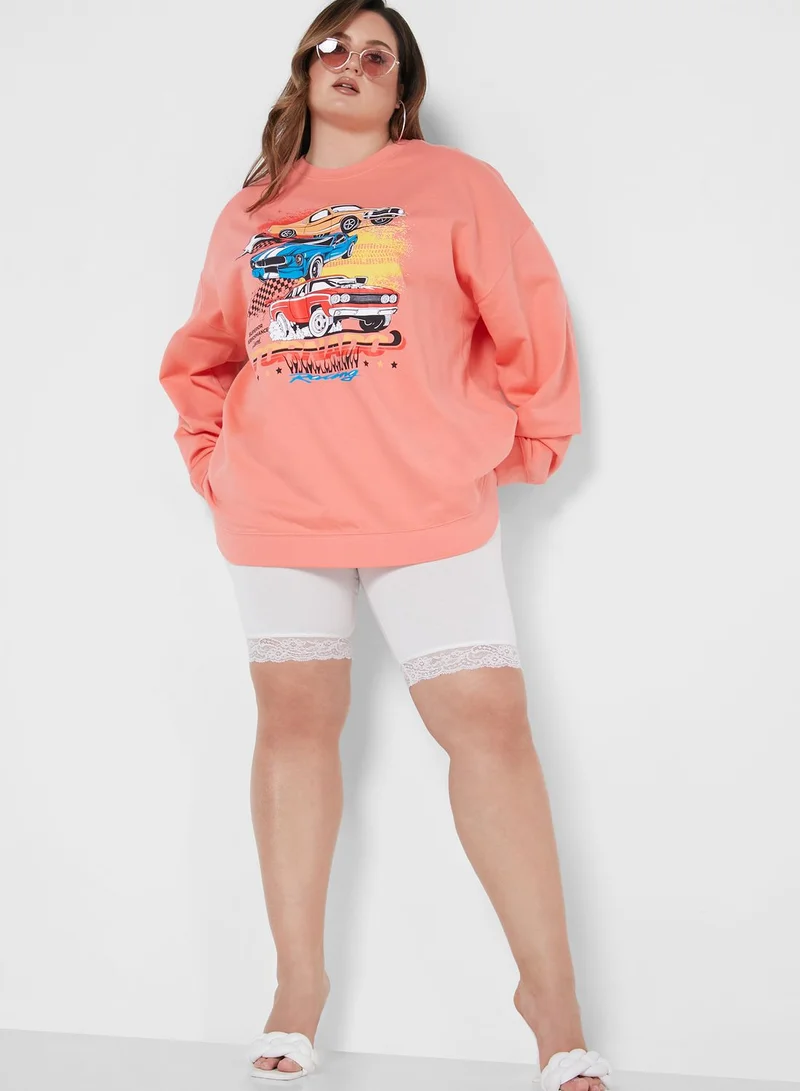 I Saw It First Curve Oversized Graphic Sweatshirt