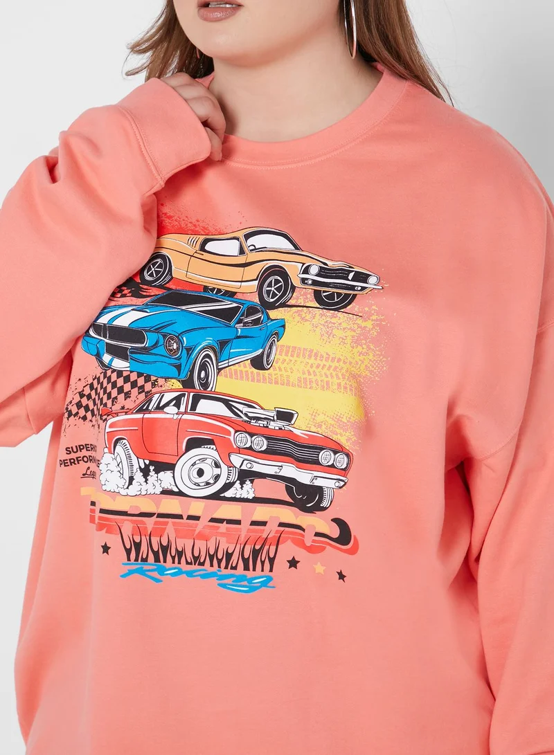I Saw It First Curve Oversized Graphic Sweatshirt