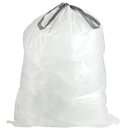 Plasticplace Custom Fit Trash Bags, Compatible with simplehuman Code K (50 Count) White Drawstring Garbage Liners 10 Gallon / 38 Liters 24" x 28" - Image 4