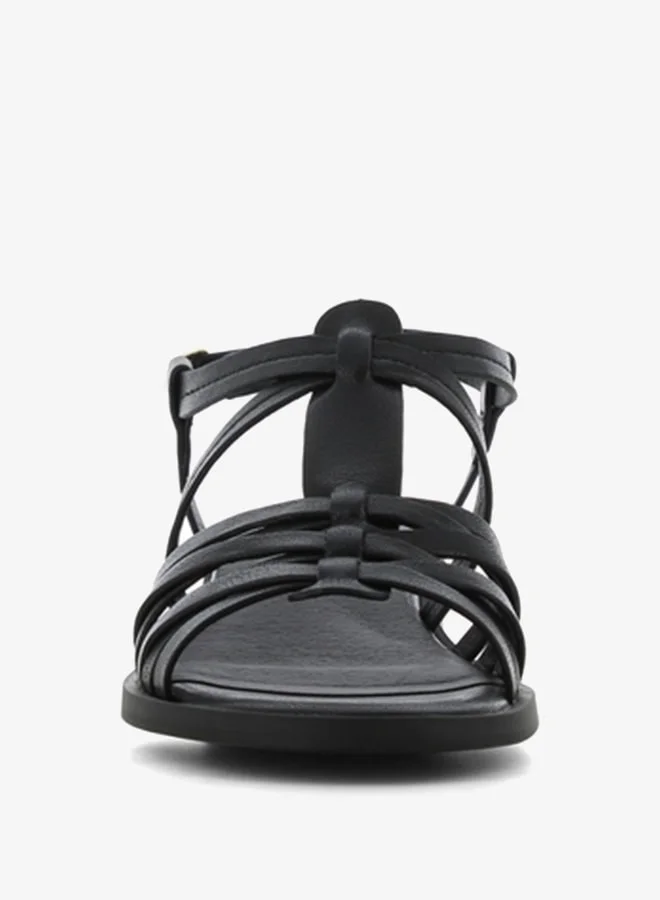 SJ Women's Solid Cross-Strap Open Toe Sandals with Buckle Closure
