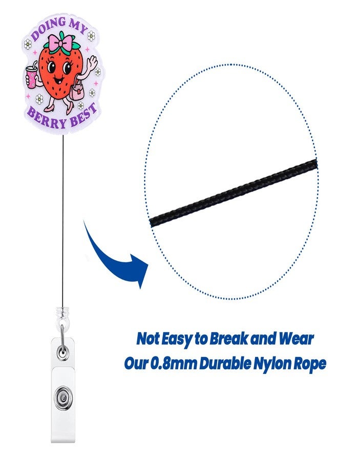BVIIE Doing My Berry Best Cute Strawberry Badge Reel | Retractable ID Card Badge Holder | Healthcare Worker Badge Clip for RN LPN CNA MA ER Night Shift Nurse Nursing Student Doctor Gifts | Alligator Clip - Image 5