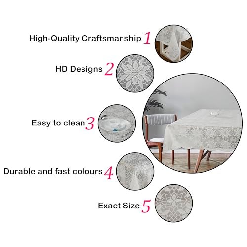 Homerz Premium 6-8 Seater Table Cloth, Soft Cotton Knitting Fabric (Jasmine Cream, 60x90 inch- 6-8 Seater) - Image 4