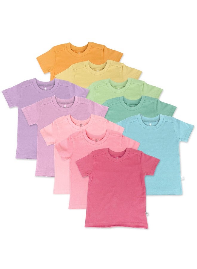 HonestBaby HonestBaby Baby Girls Organic Cotton Short Sleeve Multi-packs And Toddler T-Shirt Set, 10-pack Rainbow Girl, 2T US  - Image 1
