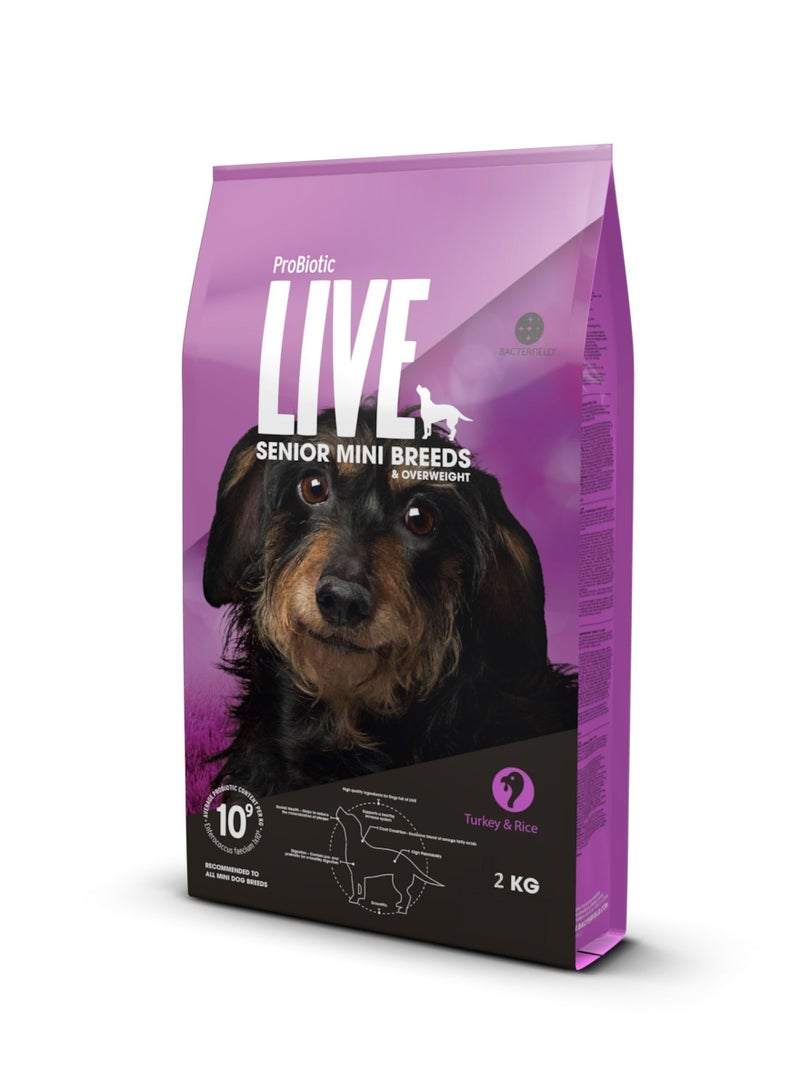 Probiotic Live Dog Dry Food Adult Senior & Overweight Turkey and Rice - Image 2