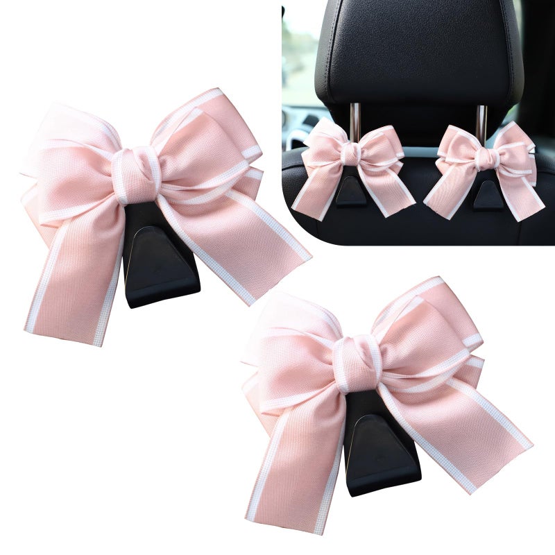 winterrock 2PCS Car Seat Headrest Hooks Car Purse Hooks Cute Bow Shaped Auto Rear Seat Storage Hook Hanger for Purses and Bags Auto Interior Decoration Accessory for SUV Sedan Truck Pink - Image 3