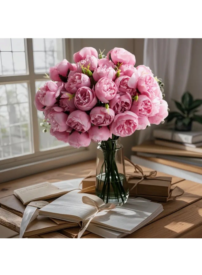 Artificial Flowers Silk Rose and Peony Bouquet 2 Sets 54 Heads For Home Table Vase Wedding Decoration