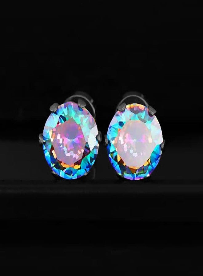 VOLUKA Pack of Titanium Round/Square CZ Screw Back Earrings Hypoallergenic for Sensitive Ears, Cubic Zirconia, Cubic Zirconia - Image 2