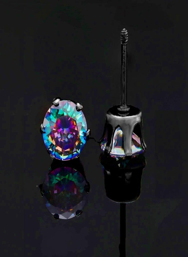 VOLUKA Pack of Titanium Round/Square CZ Screw Back Earrings Hypoallergenic for Sensitive Ears, Cubic Zirconia, Cubic Zirconia - Image 3