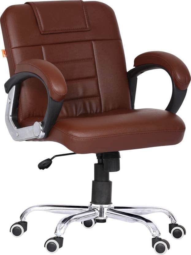 ROAR WOOD ROAR WOOD High Back Brown Leather Executive Boss Director Manager Study Desk Chair Gaming Special Office Revolving 360 Fully Adjustable Ultimate Comfort and Style High Back Brown Leatherette  - Image 1