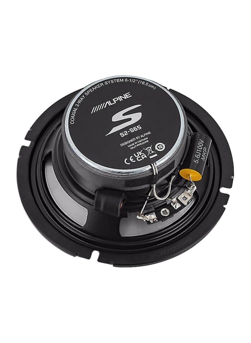 ألبين مكبرات صوت سيارة Alpine S2-S65 ثنائية الاتجاه، مقاس 6.5 بوصة، بقوة 240 واط ذروة / 80 واط جذر متوسط ​​التربيع - Image 2