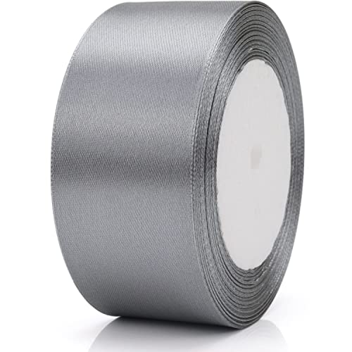 Nsilu 25 Yards 1-1/2 inches Wide Satin Ribbon Suitable for Wedding, Party and Gift Box Packaging Ribbon (Gray, 1-1/2") - Image 4