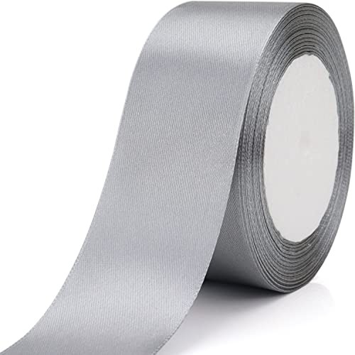 Nsilu 25 Yards 1-1/2 inches Wide Satin Ribbon Suitable for Wedding, Party and Gift Box Packaging Ribbon (Gray, 1-1/2") - Image 2