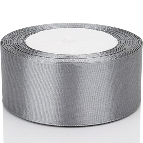 Nsilu 25 Yards 1-1/2 inches Wide Satin Ribbon Suitable for Wedding, Party and Gift Box Packaging Ribbon (Gray, 1-1/2") - Image 5
