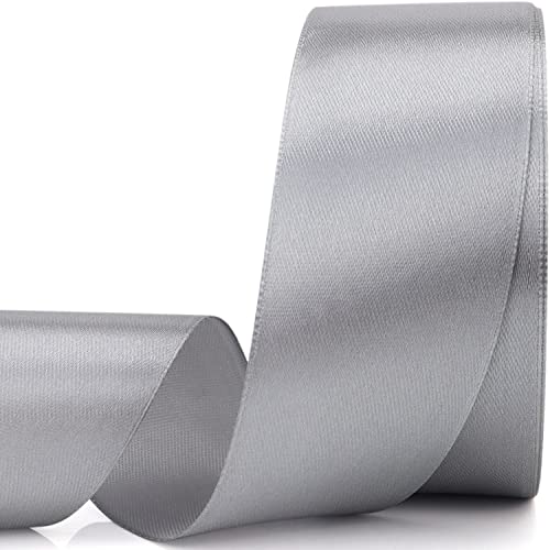 Nsilu 25 Yards 1-1/2 inches Wide Satin Ribbon Suitable for Wedding, Party and Gift Box Packaging Ribbon (Gray, 1-1/2") - Image 1