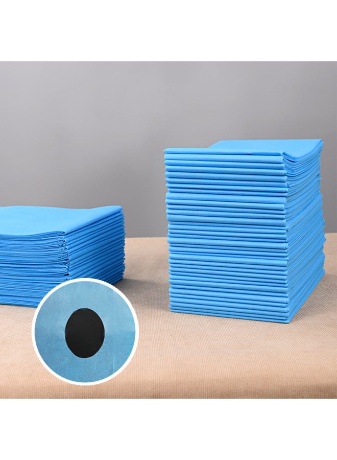 100 Disposable Beauty Bed Sheet Waterproof Oil-proof Pad Single Hole Thickened Bed Sheet Non-woven Fabric For Beauty Salon-Color:Blue With Holes-Specifications:Oil-proof Waterproof 100*180 50 Pieces - Image 1