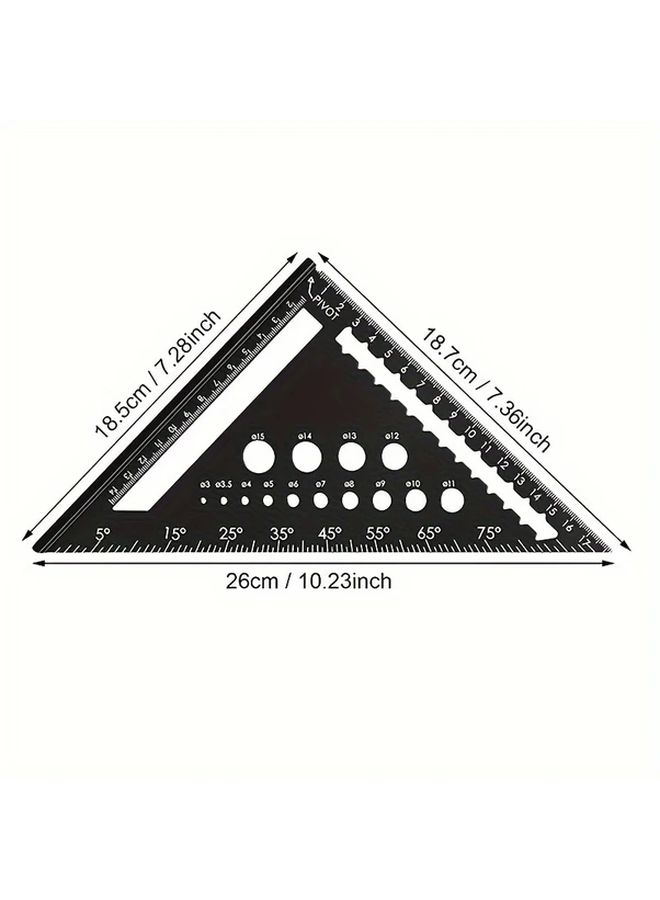 Thickened 7-Inch Triangle Ruler with 90-Degree Metal Woodworking Measuring Tool - Image 2