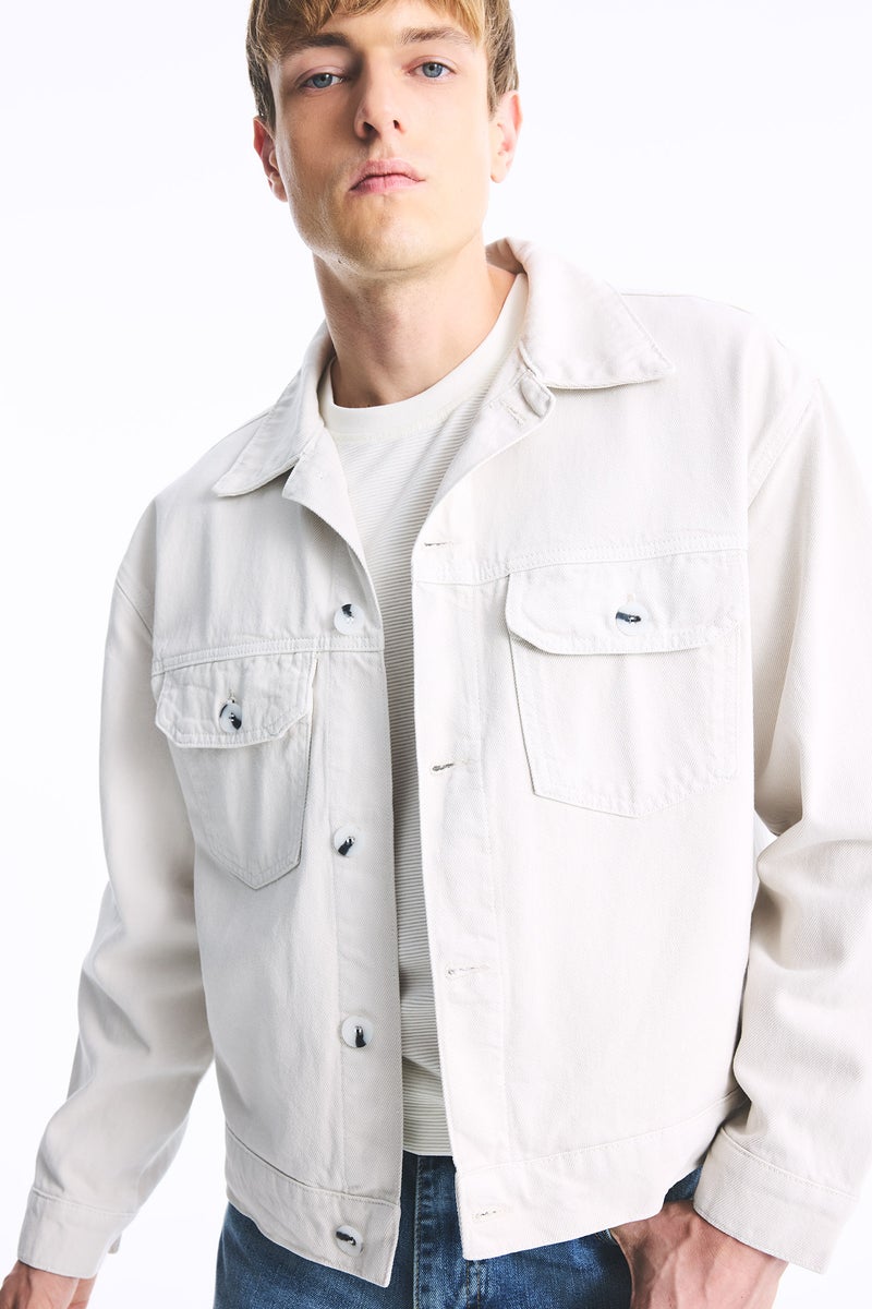 DeFacto Beige Man Relax Fit Shirt Collar Cotton Jacket Casual - Image 1