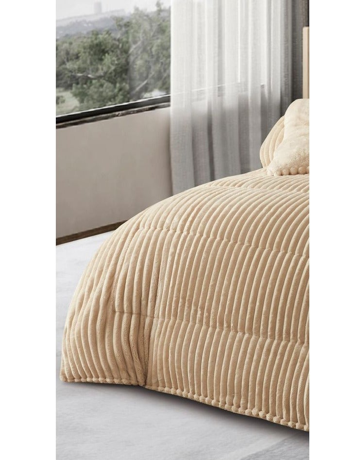 مينجلي طقم لحاف  نفرين شتوي من المخمل  الفخم والفرو ليمنحك الشعور بالدفىء والراحة مقاس 230*250سم - Image 2