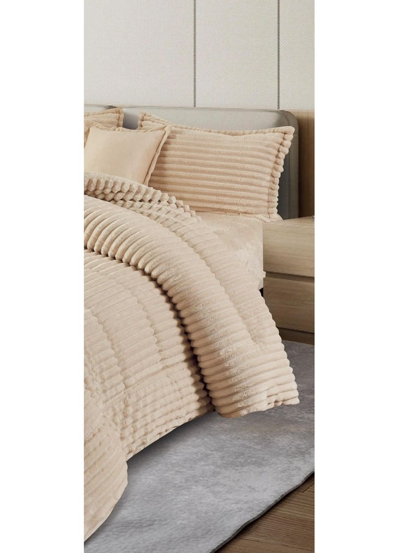 مينجلي طقم لحاف  نفرين شتوي من المخمل  الفخم والفرو ليمنحك الشعور بالدفىء والراحة مقاس 230*250سم - Image 4