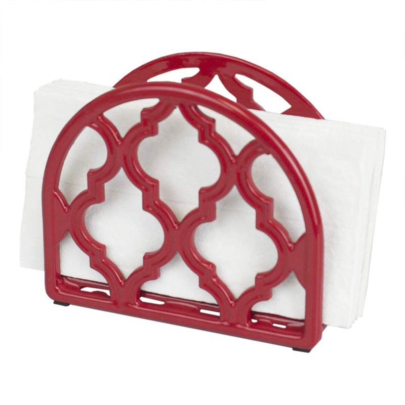Home Basics Lattice Collection Cast Iron Napkin Holder Red