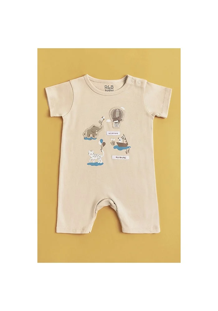 أر أند بي 3 Pack Printed Rompers with Short Sleeves