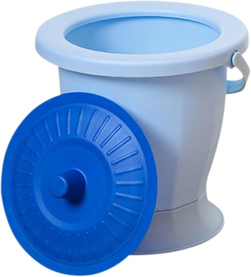 Blue Portable Plastic Chamber Pot with Cover Lightweight Handheld Urinal for Adults Kids Travel - Image 1