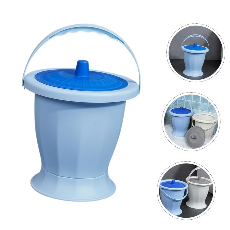 Blue Portable Plastic Chamber Pot with Cover Lightweight Handheld Urinal for Adults Kids Travel - Image 4