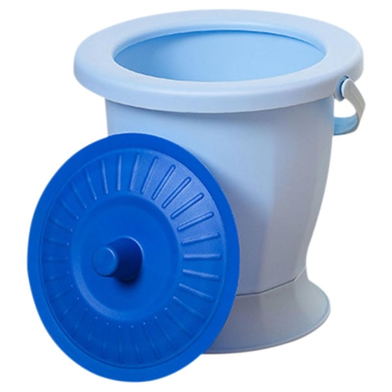 Blue Portable Plastic Chamber Pot with Cover Lightweight Handheld Urinal for Adults Kids Travel - Image 2