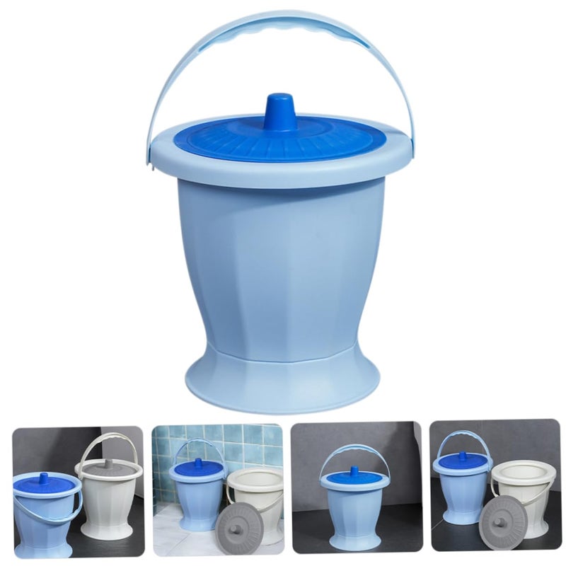 Blue Portable Plastic Chamber Pot with Cover Lightweight Handheld Urinal for Adults Kids Travel - Image 5