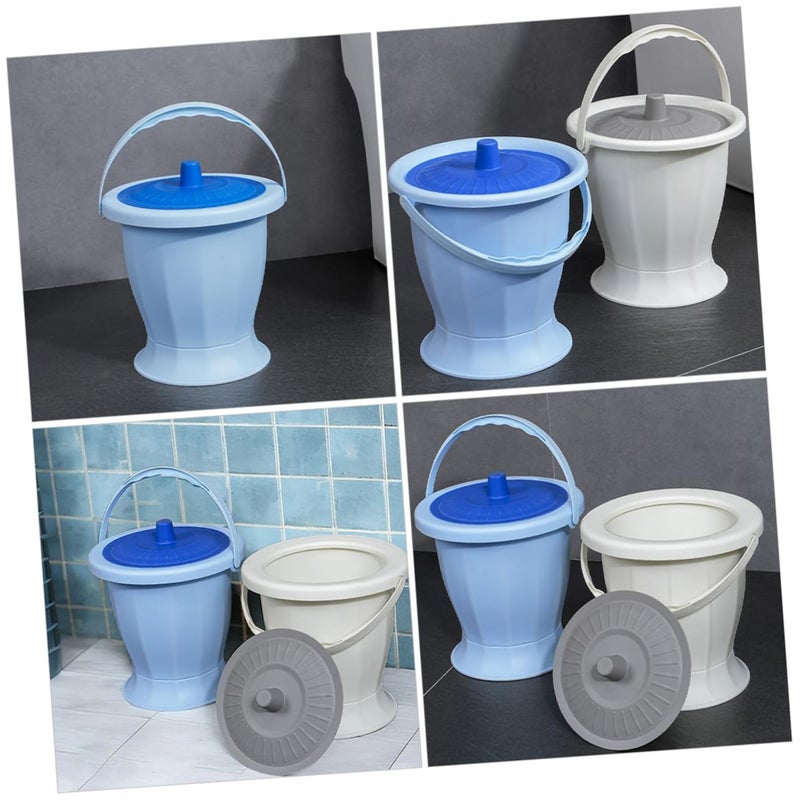 Blue Portable Plastic Chamber Pot with Cover Lightweight Handheld Urinal for Adults Kids Travel - Image 3