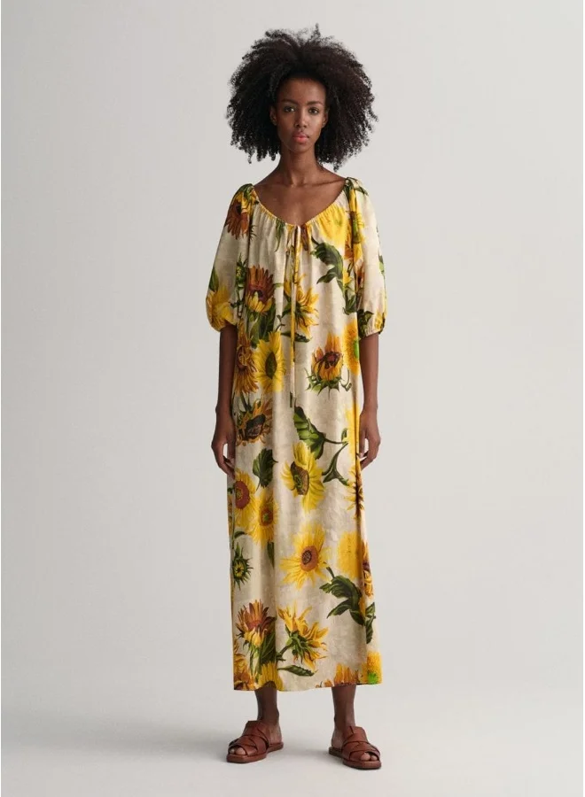 GANT Gathered Sunflower Print Dress