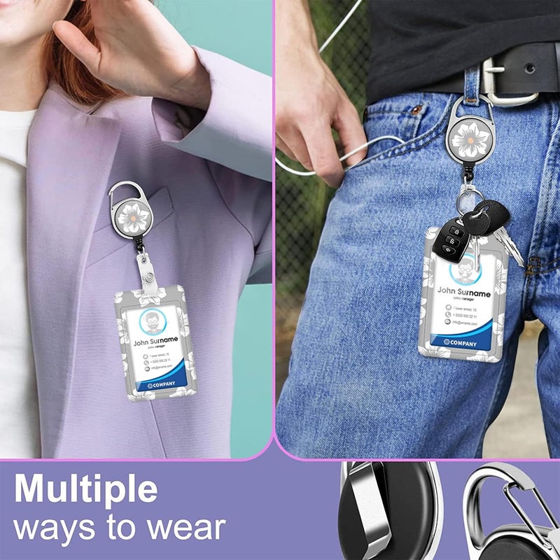 LINJIE Lanyards For Id Badges,Id Badge Holder With Retractable Lanyards And Keyring,Elegant Orchid Patterned Retractable,Suitable For Female Nurses & Nursing Doctors & Teachers & Students. - Image 4