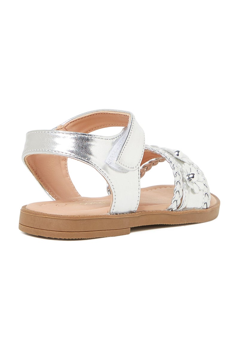 GEOOMNII Sandals for Infant Girls – SILVER Sandals with Sling Back | Comfortable PU Upper & TPR Sole - Image 3
