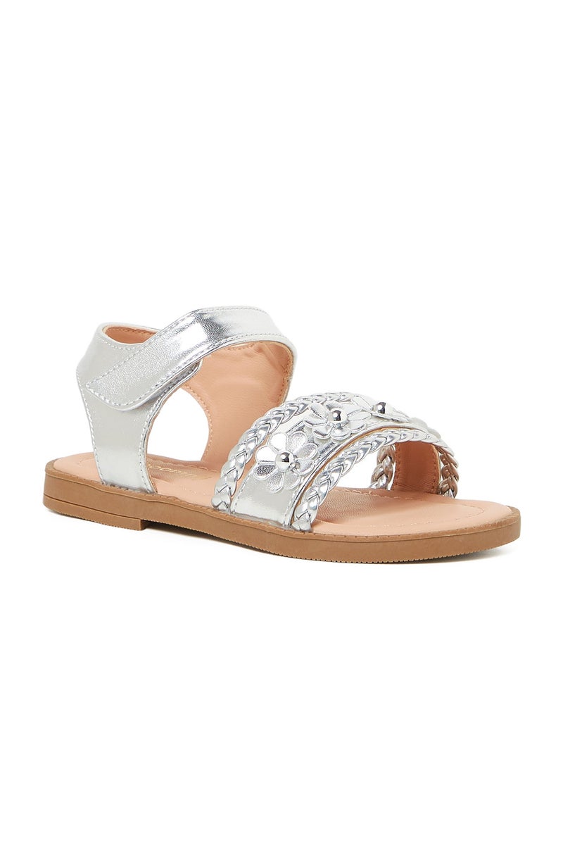 GEOOMNII Sandals for Infant Girls – SILVER Sandals with Sling Back | Comfortable PU Upper & TPR Sole - Image 1
