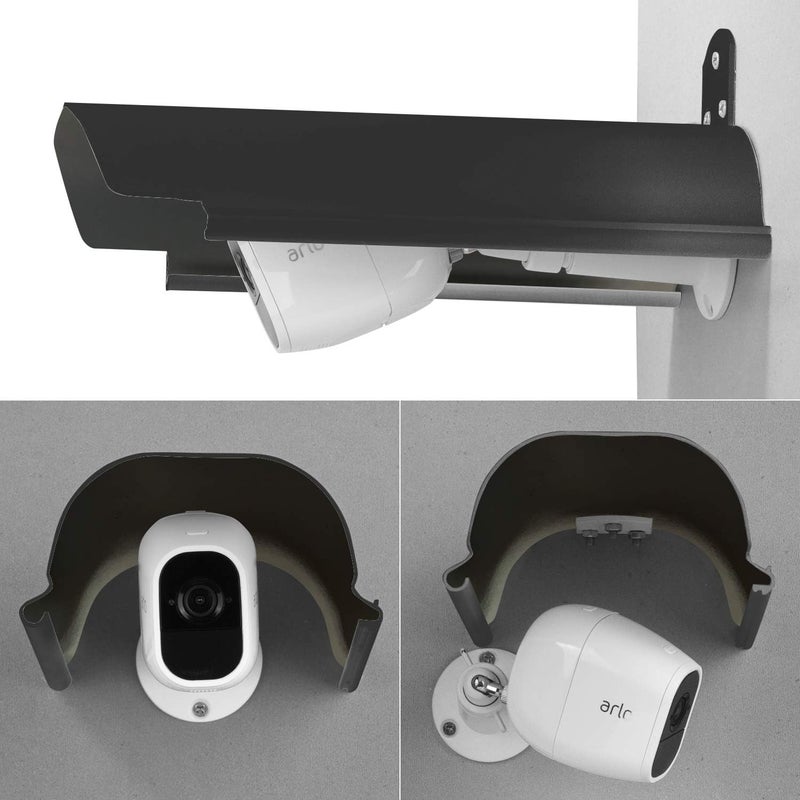 يو او جي دبليو غطاء الشمس والمطر والظل من لـ Blink XT و XT2 و Blink Outdoor الجديد بالكامل و Arlo و Arlo Pro و Arlo Pro 2 و Arlo Ultra، سقف واقي لكاميرات الأمان الخارجية، مادة سبائك الألومنيوم (عبوتين، أسود) - Image 5