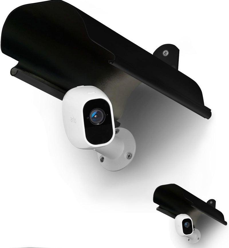 يو او جي دبليو غطاء الشمس والمطر والظل من لـ Blink XT و XT2 و Blink Outdoor الجديد بالكامل و Arlo و Arlo Pro و Arlo Pro 2 و Arlo Ultra، سقف واقي لكاميرات الأمان الخارجية، مادة سبائك الألومنيوم (عبوتين، أسود) - Image 1