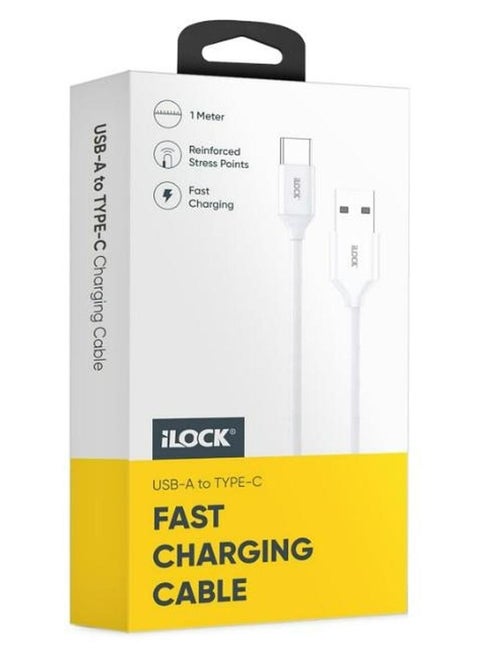 كابل شحن ومزامنة بتصميم متين من للشحن السريع ونقل البيانات من بلاستيك بي في سي (نقل البيانات عبر USB نوع C) بطول 1 متر من أي لوك،