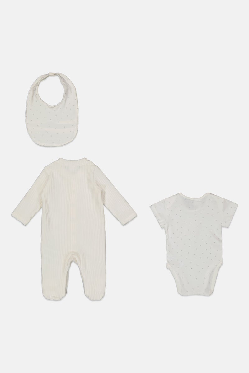 Rock-A-Bye Baby Boutique Toddlers Girl 3 Piece Coverall Bodysuit And Bib Set, Multicolor - Image 3