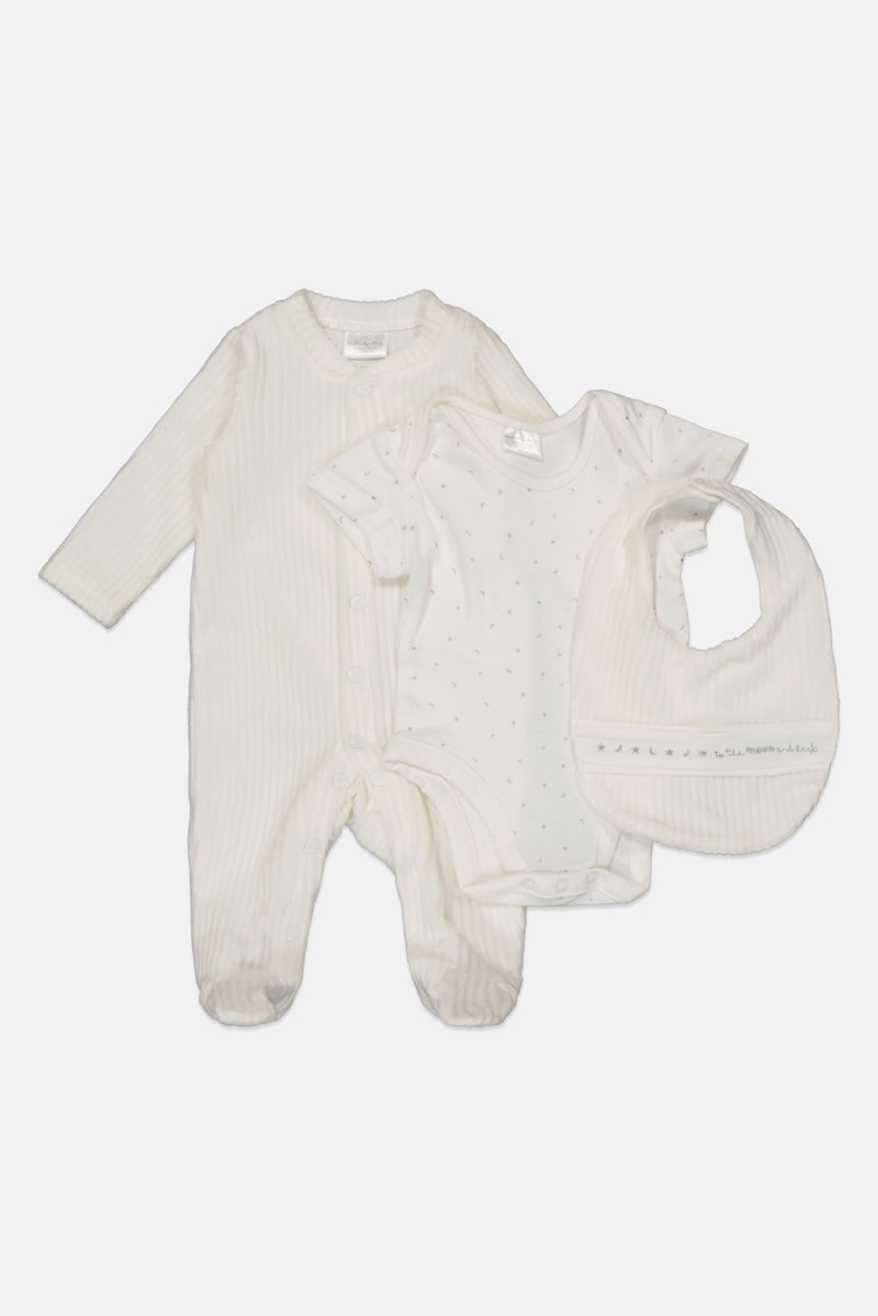 Rock-A-Bye Baby Boutique Toddlers Girl 3 Piece Coverall Bodysuit And Bib Set, Multicolor - Image 4