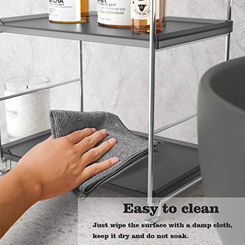 JANUS LiANG 2-Tier Bathroom Organizer Countertop Storage Shelf, Vanity Tray Cosmetic Stackable Storage Rack, Kitchen Spice Rack (Chrome + Black) - Image 3