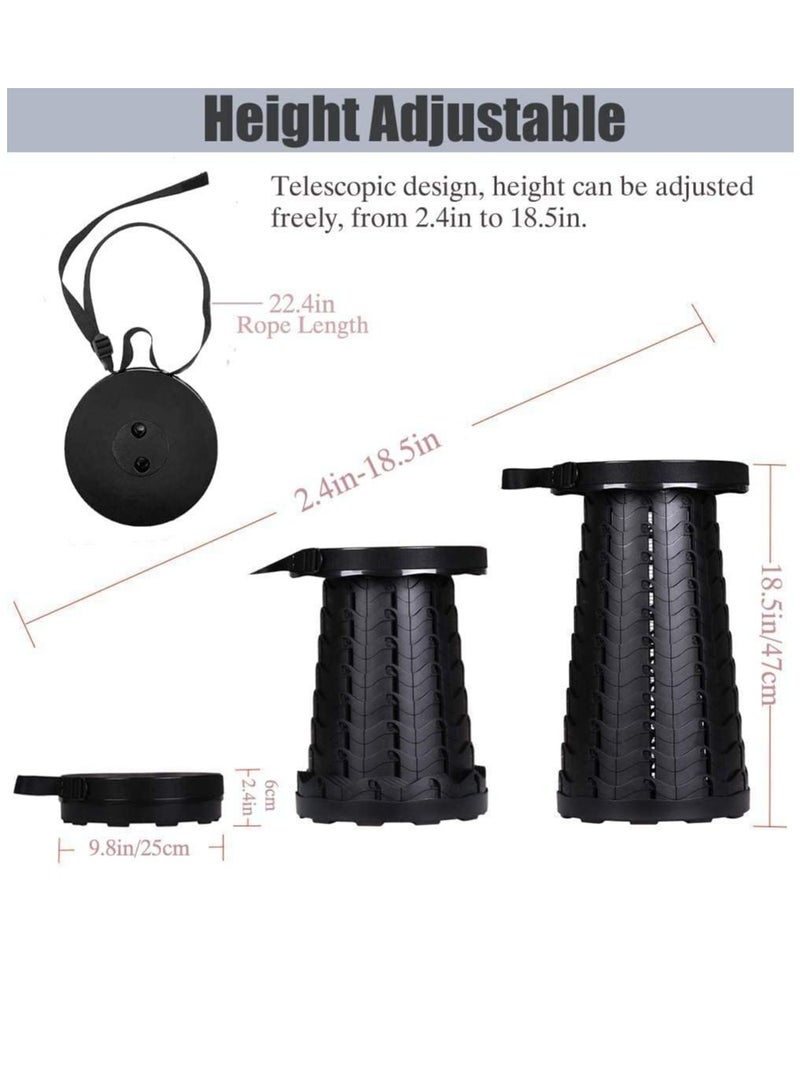 GENNEXT Retractable Folding Stool,Telescoping Foldable Camping Stool,Load Capacity 400lbs,Height Adjustable for Outdoor Fishing Hiking Gardening Travel BBQ - Image 3