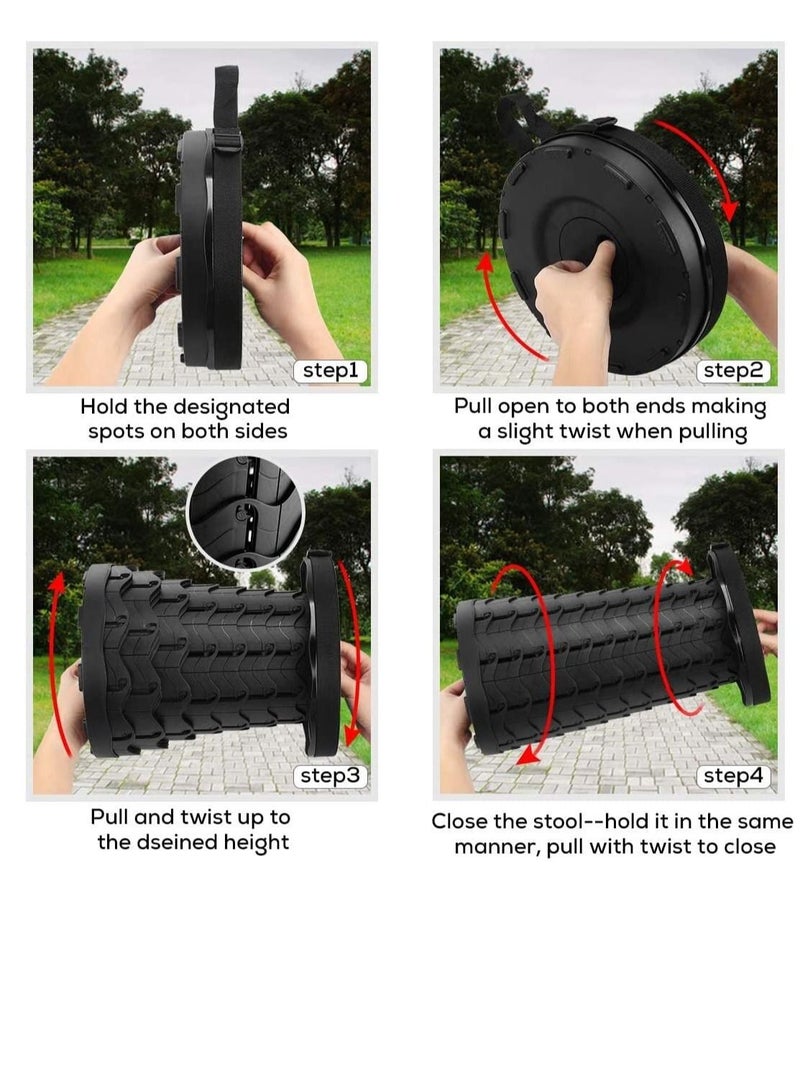 GENNEXT Retractable Folding Stool,Telescoping Foldable Camping Stool,Load Capacity 400lbs,Height Adjustable for Outdoor Fishing Hiking Gardening Travel BBQ - Image 2