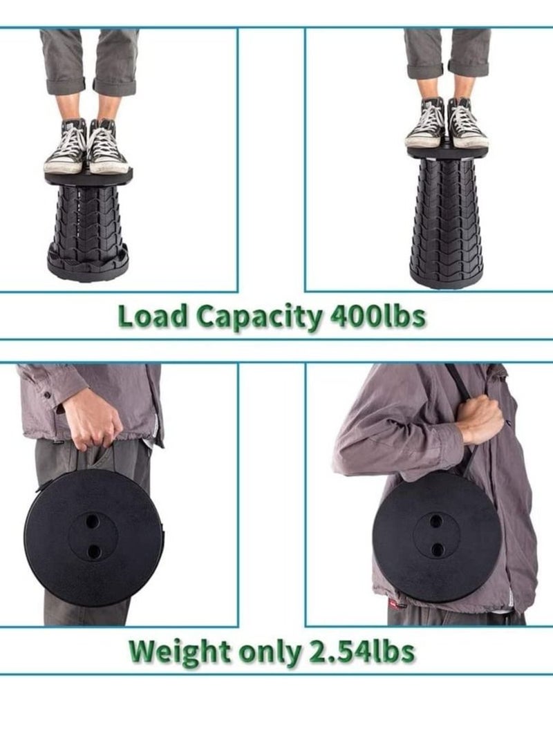 GENNEXT Retractable Folding Stool,Telescoping Foldable Camping Stool,Load Capacity 400lbs,Height Adjustable for Outdoor Fishing Hiking Gardening Travel BBQ - Image 4